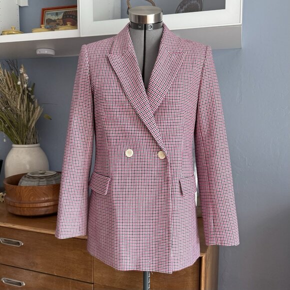 Maje Vic Double Breasted Houndstooth Jacquard Blazer Size 38 / US 6 M - Picture 1 of 12